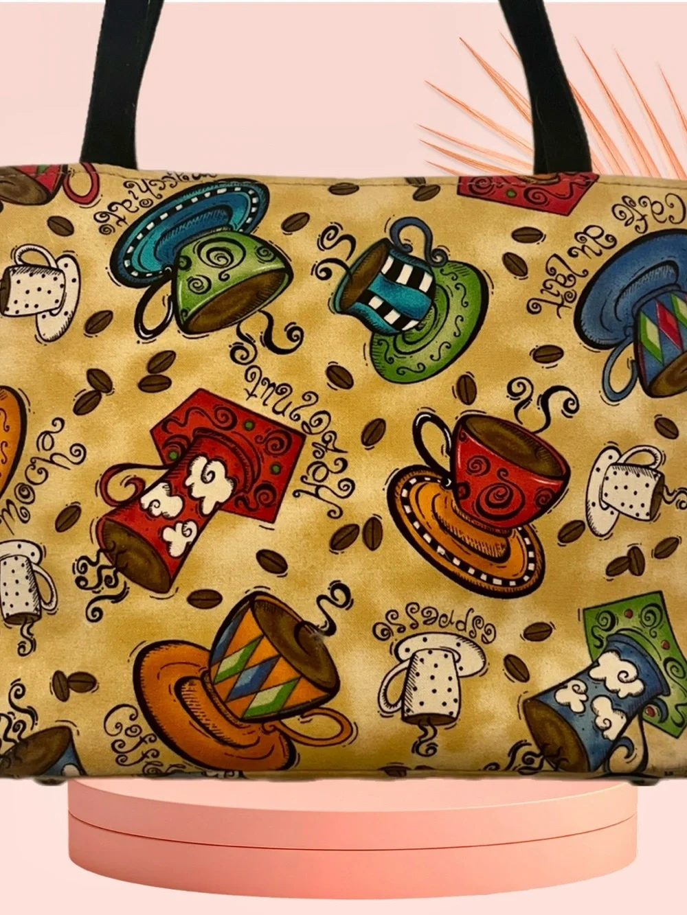 Kate Spade Multicolor Coffee Cup Print Tote 1998